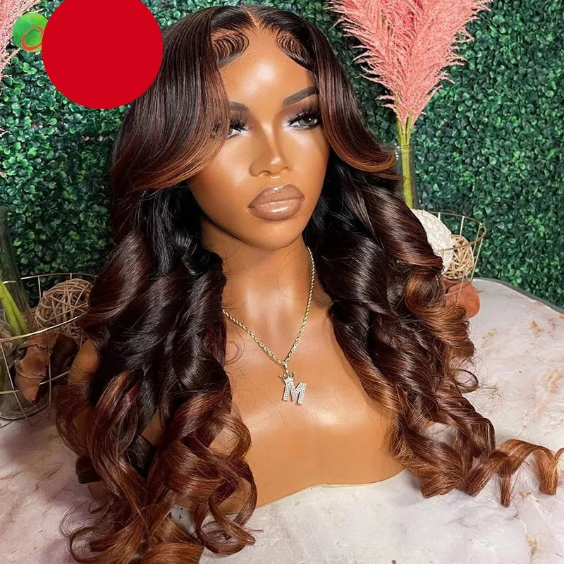Ombre Ginger HD Transparent Lace Frontal Wig Loose Wave
