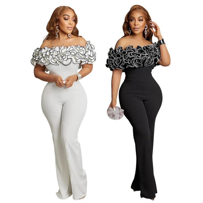 Elegant Women's Sexy Off Shoulder Slash Neck Evening Formal Jumpsuit