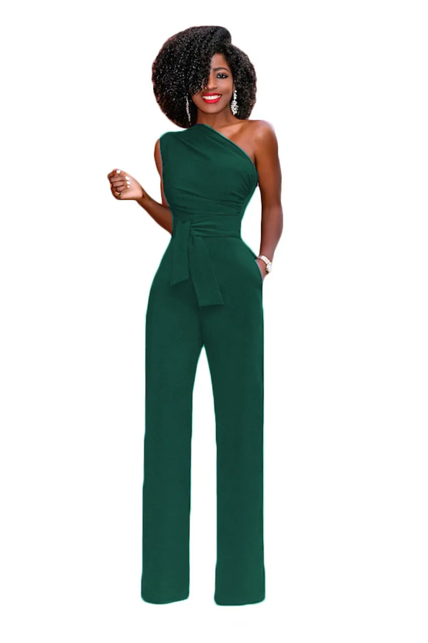 Sexy One Shoulder Women's Wide Jumpsuit