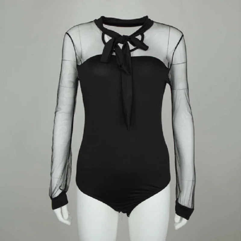 Women Bow Tie Bodysuit