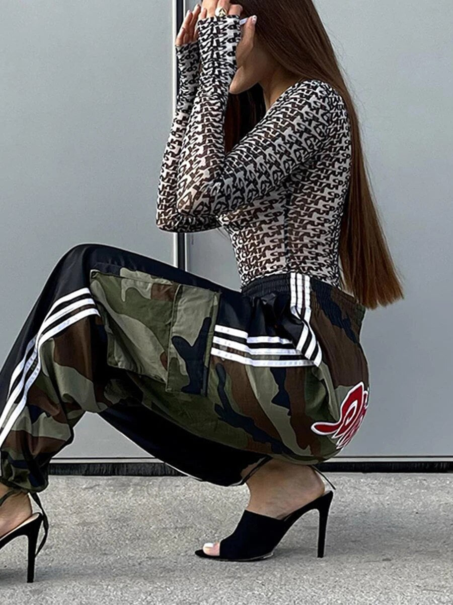 Mesh Long Sleeve Printed Bodysuit