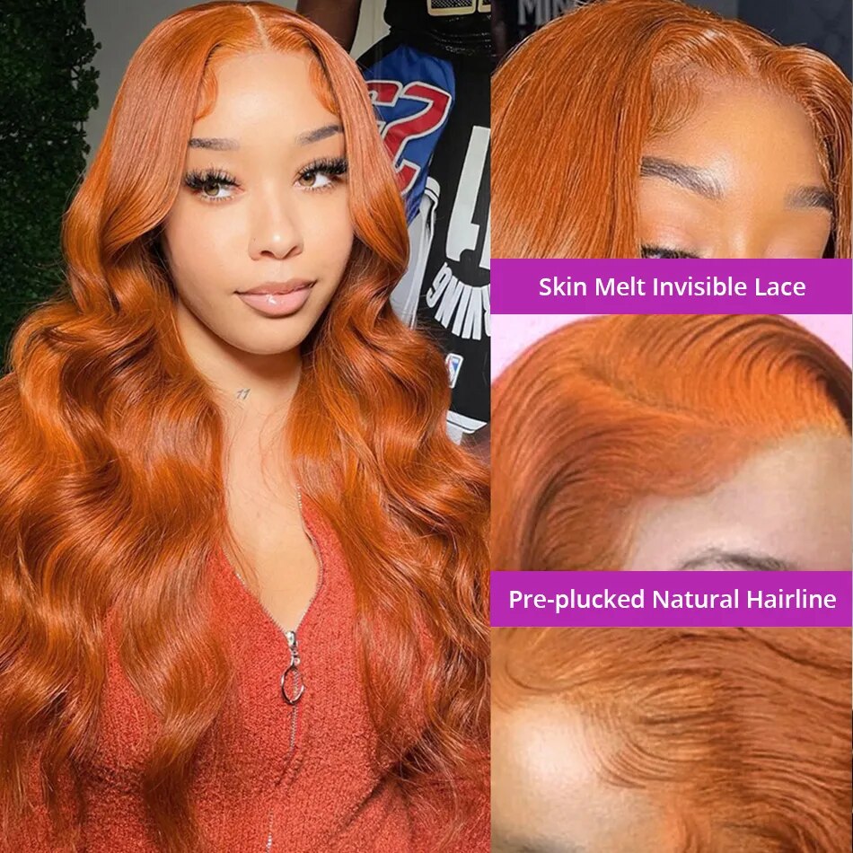 Ginger Orange HD Lace Front Wig Human Hair Body Wave
