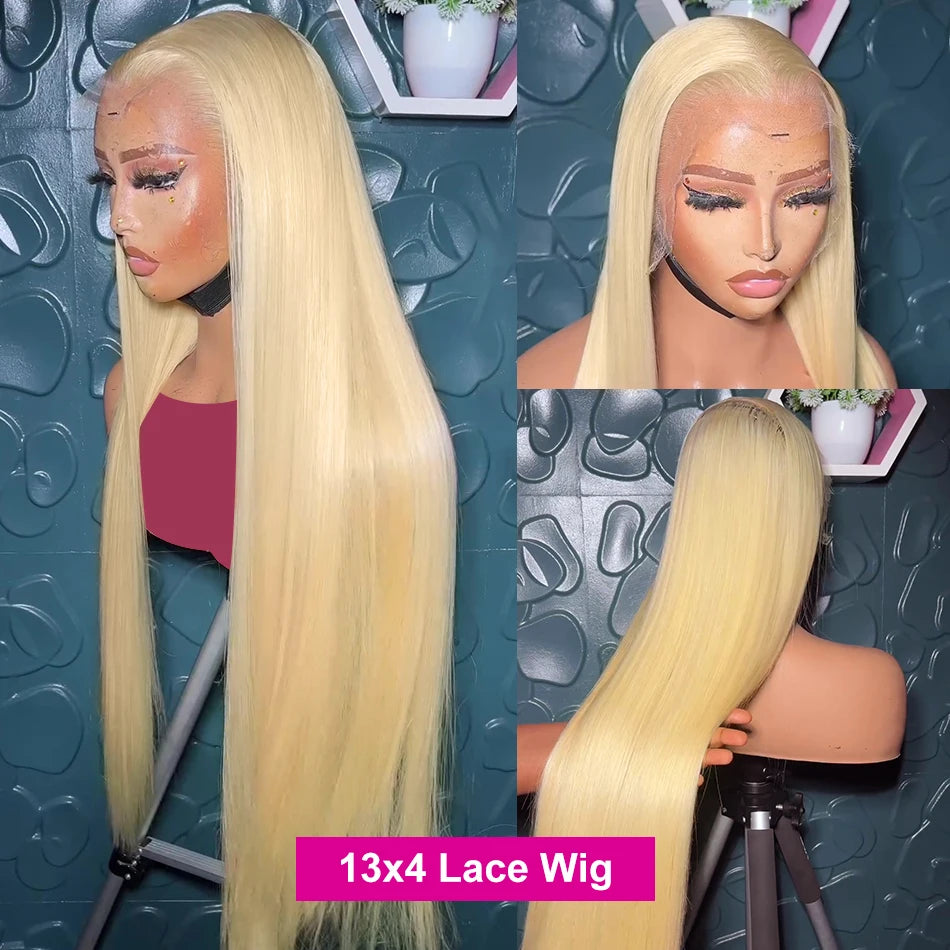 613 Blonde Straight Human Hair Lace Frontal Wig