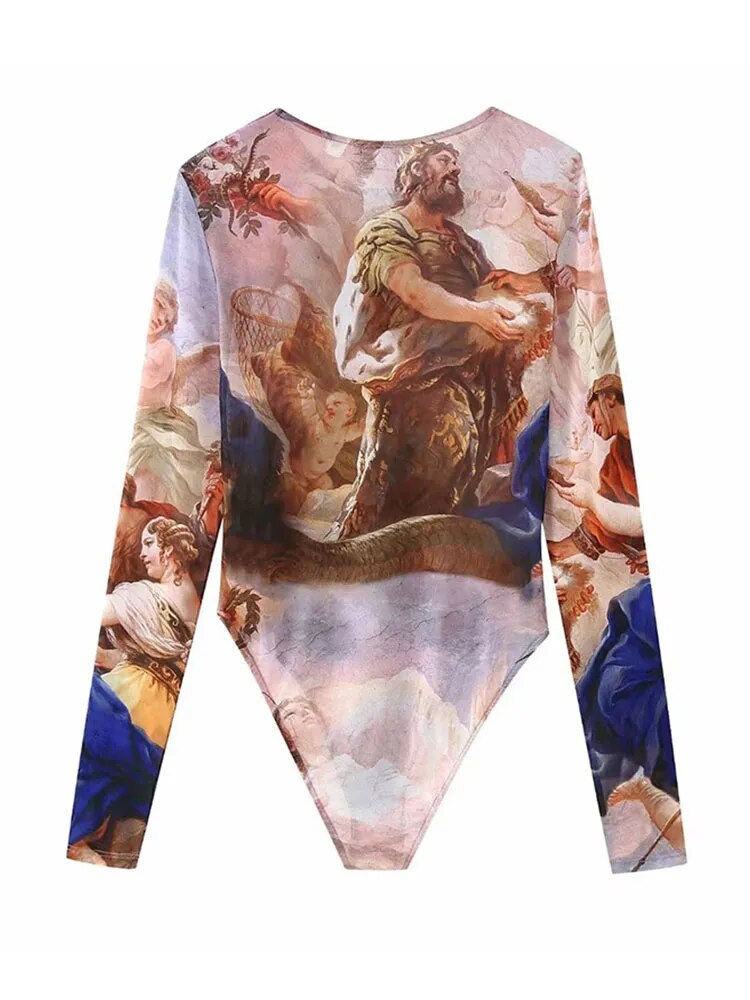 Women Vintage Long Sleeve Bodysuit