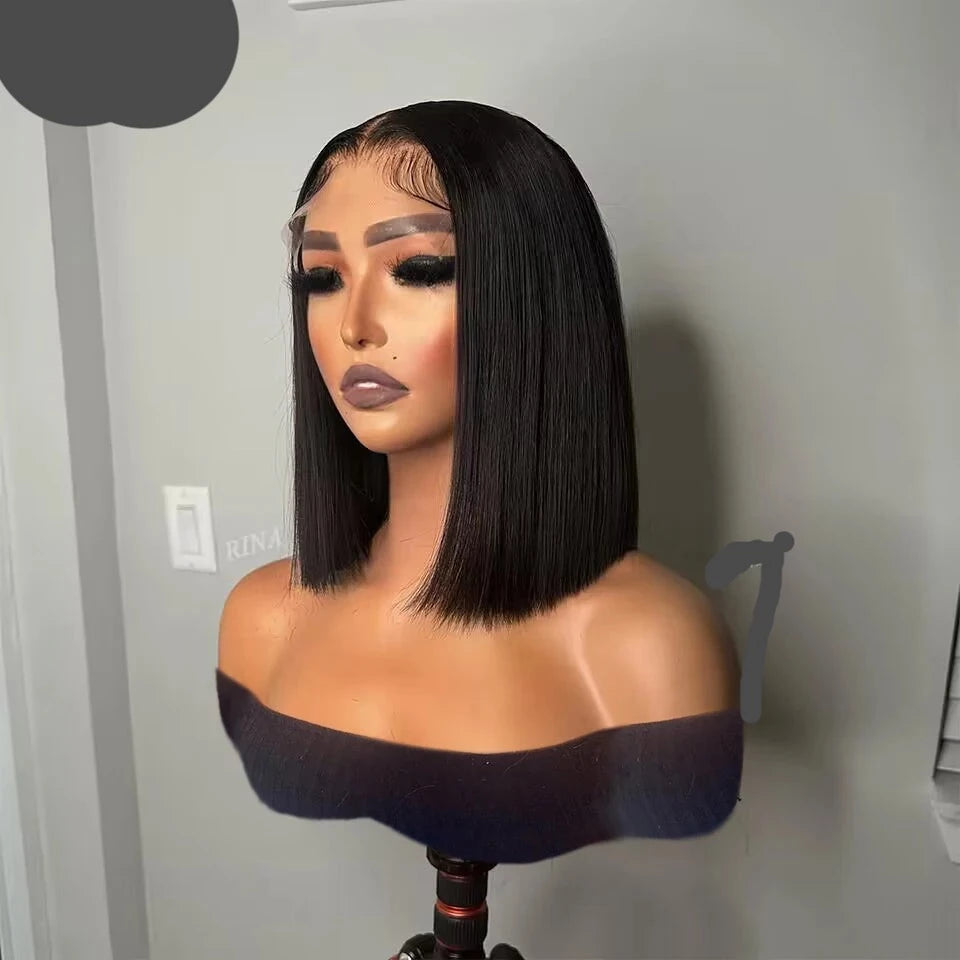 Bob Wig With Baby Hair Transparent Lace Straight Human Hair Wig