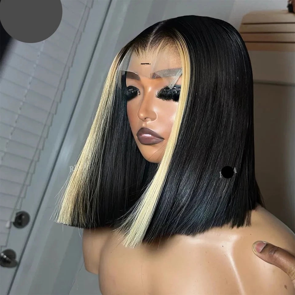 Bob Wig With Baby Hair Transparent Lace Straight Human Hair Wig