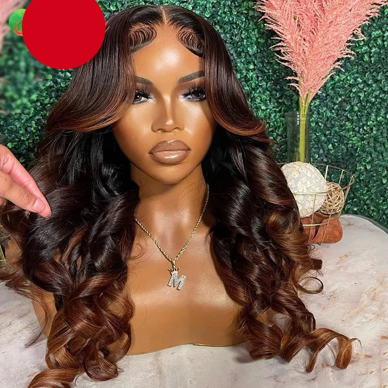 Ombre Ginger HD Transparent Lace Frontal Wig Loose Wave