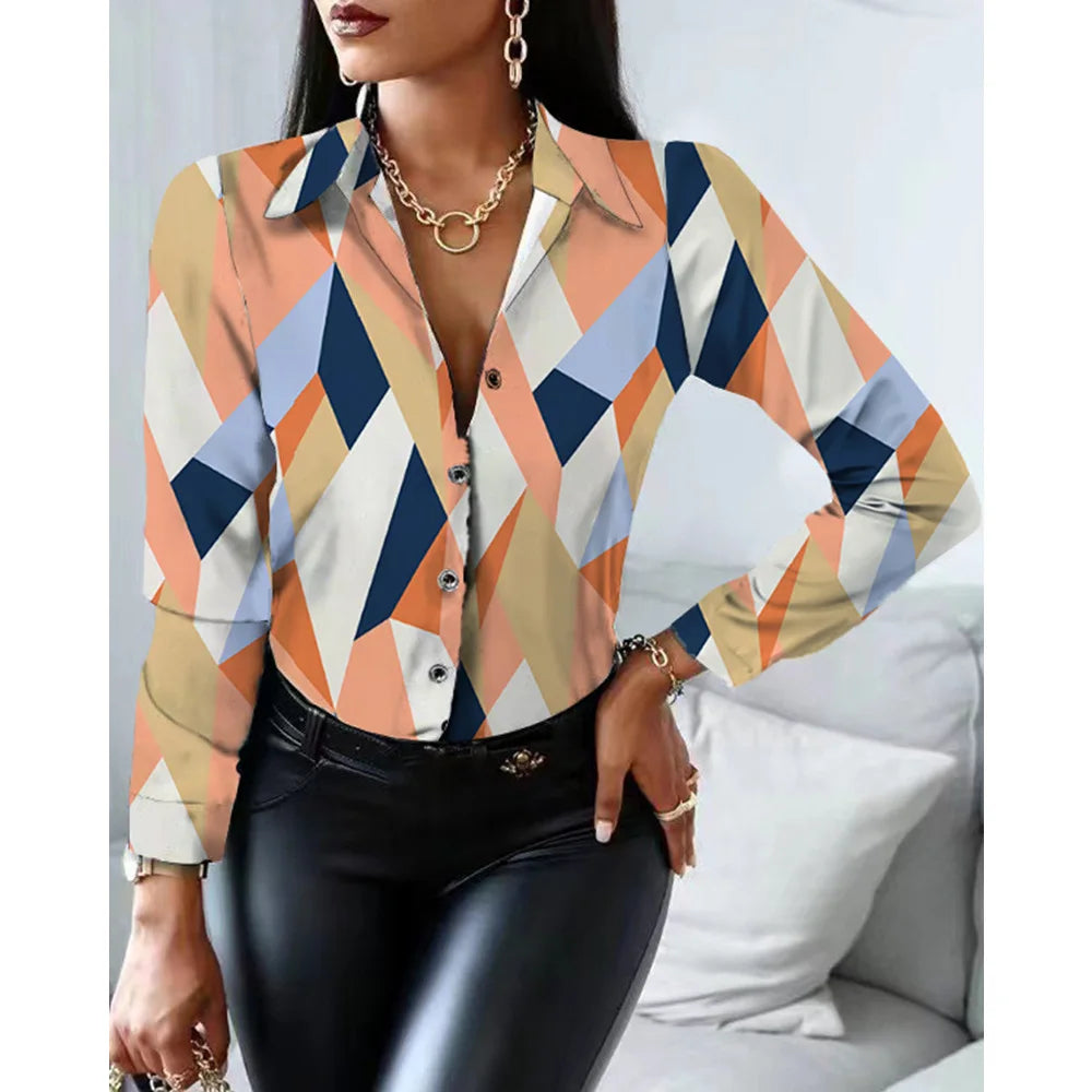 Long Sleeve Fashion Printed Blouse