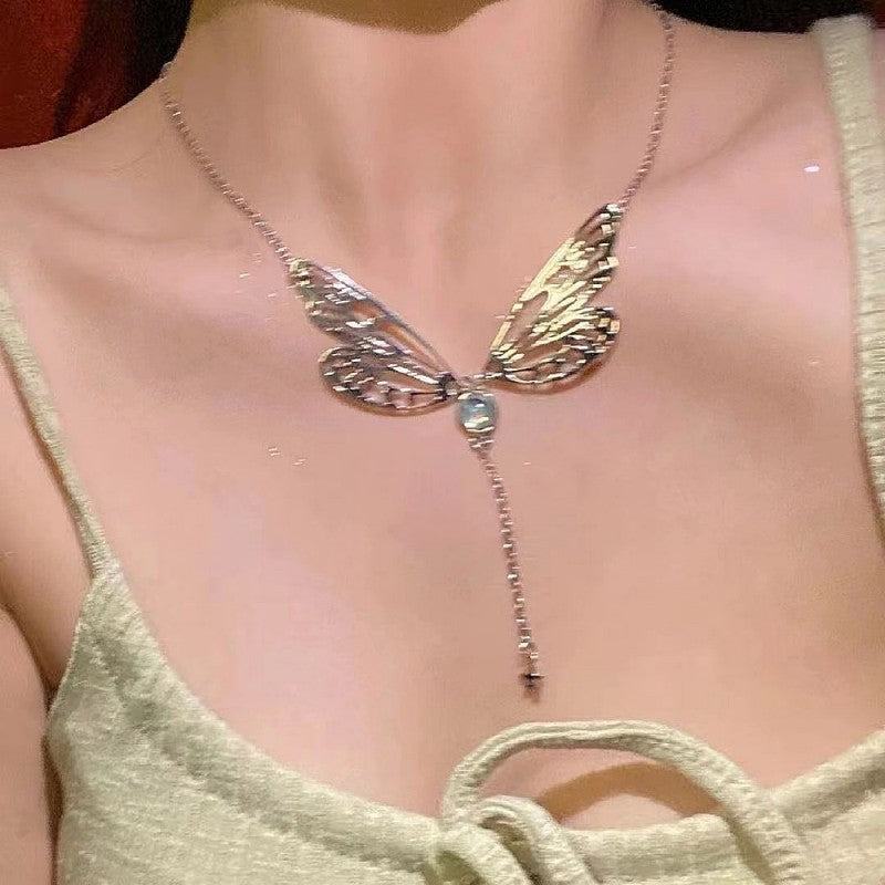 Elegant Butterfly Wings XINGX Tassel Clavicle Chain