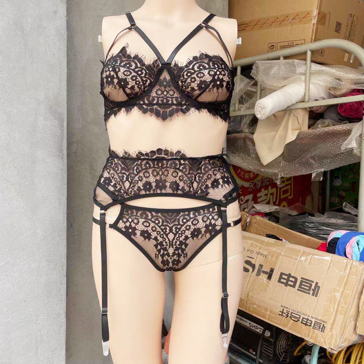 Sassou Three-Piece Sexy Lace Lingerie