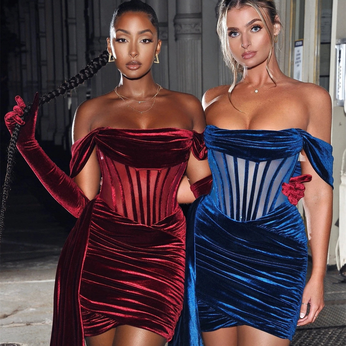 Women's Sexy Evening Velvet Dress