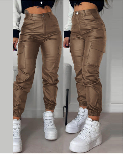 Cargo PU Casual Pants