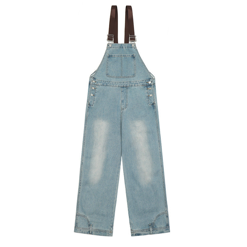 Retro Denim Wide Leg Straight Casual Jumpsuit