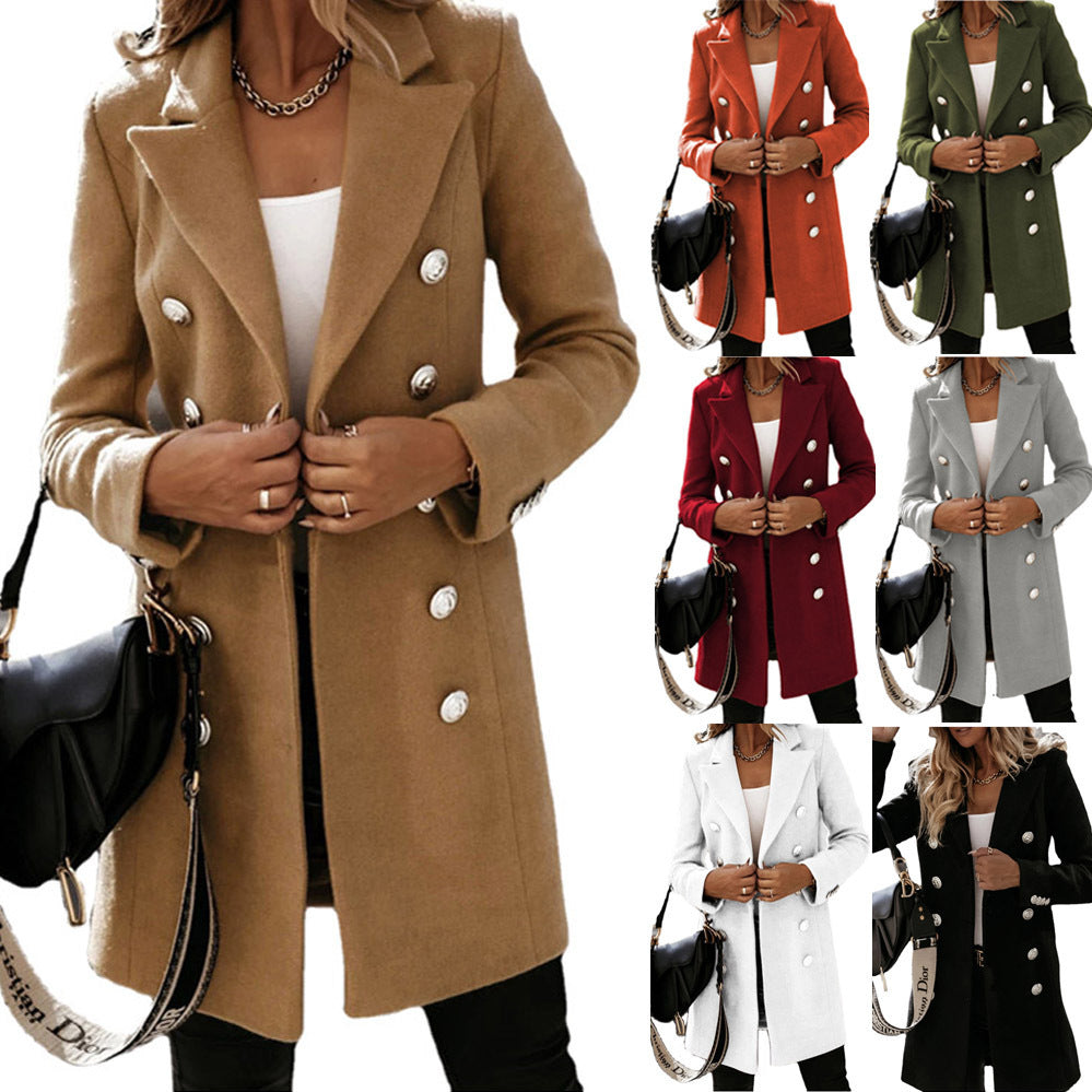 Winter Long-sleeved Double-breasted Woolen Coat