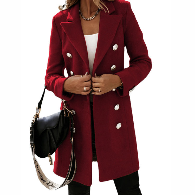 Winter Long-sleeved Double-breasted Woolen Coat