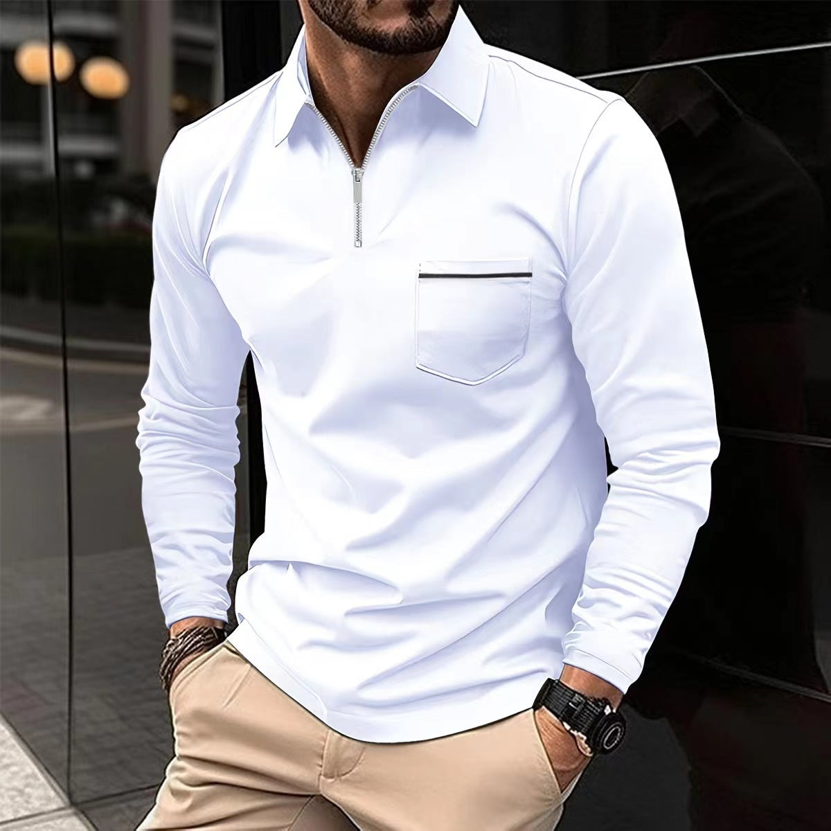 Zipper Pocket Sports Polo Shirt