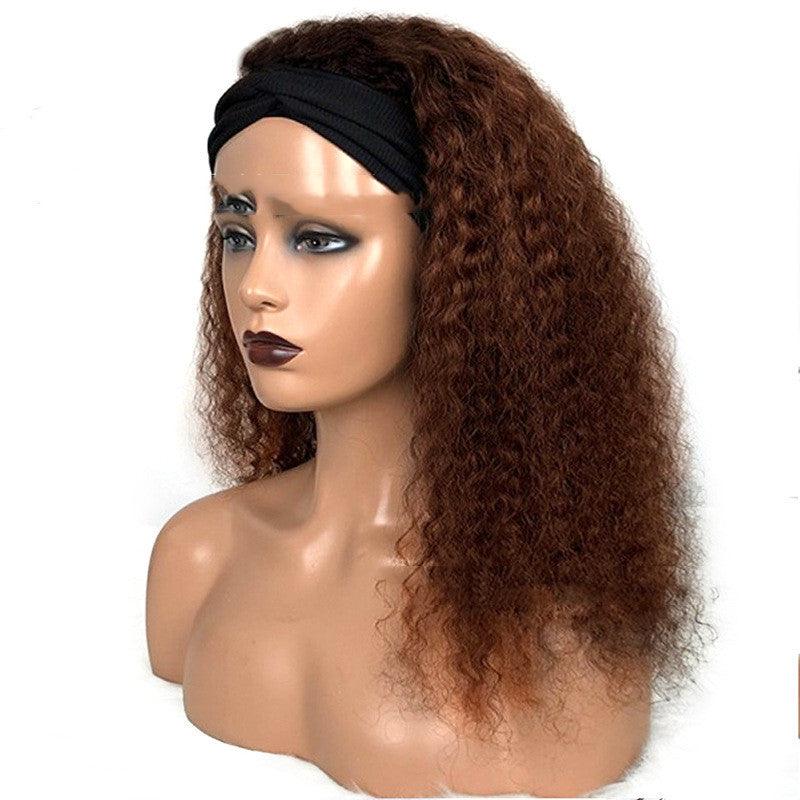 Human Hair Wig Jerry Curl With Headband