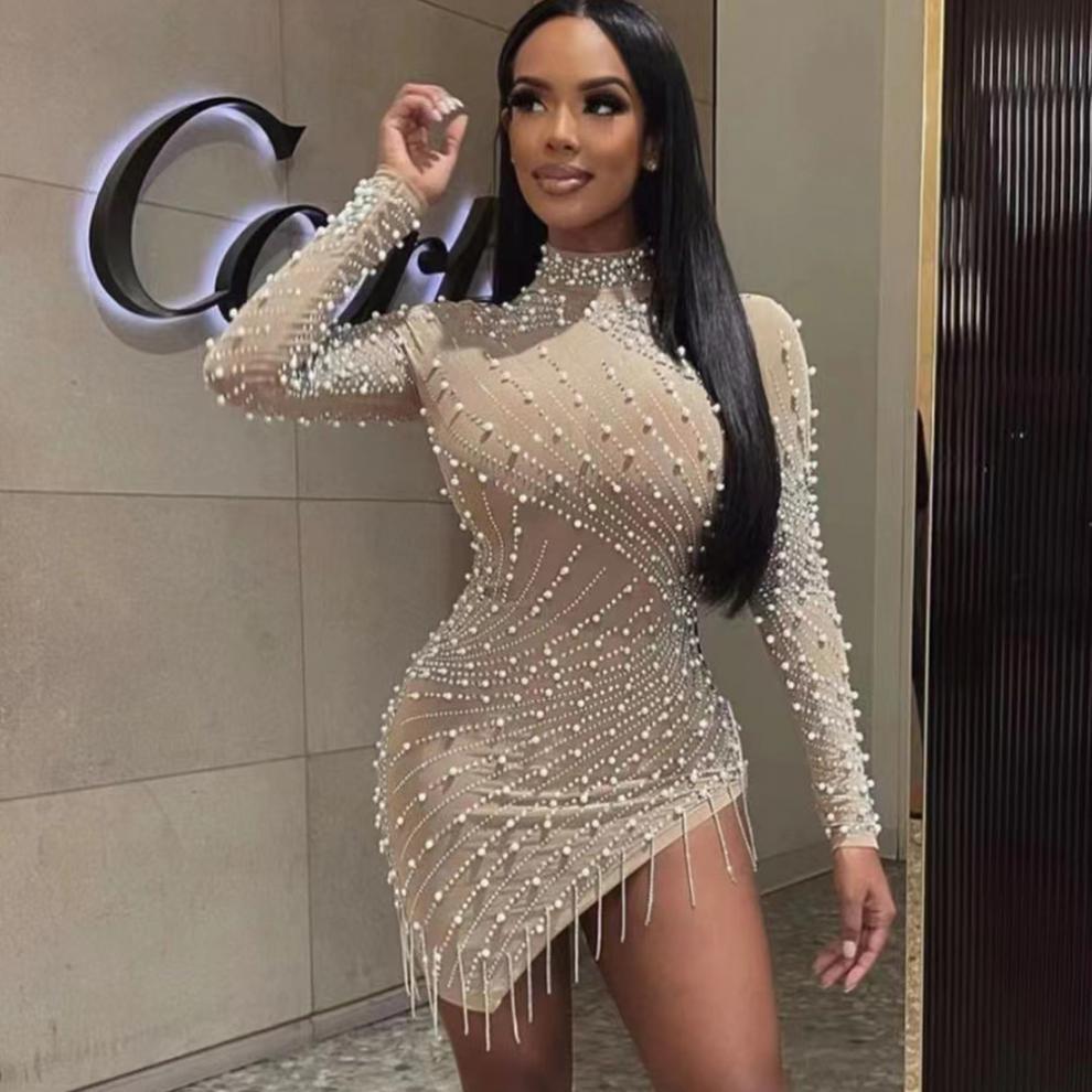 Rhinestone Stretch Party Dress