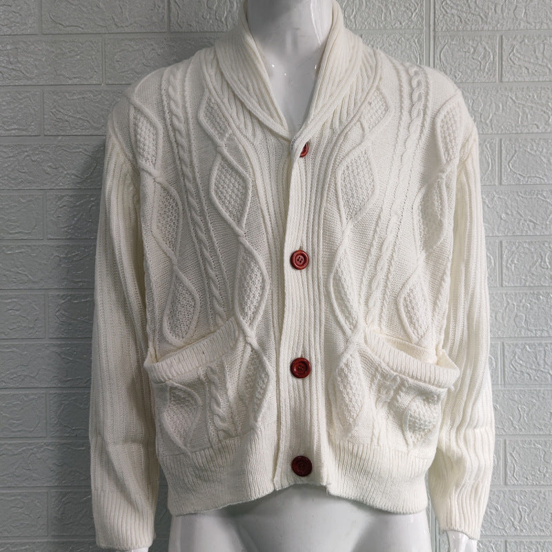Men's Winter Solid Color Long Sleeve Knitted Coat