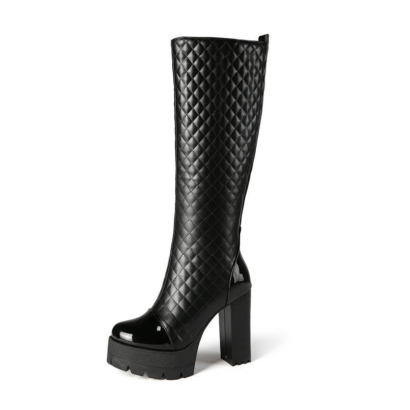 Block Heel Tall Women's Boots Side Zipper
