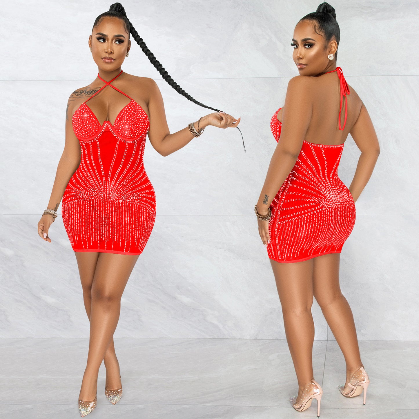 Sexy Rhinestone Party Dress