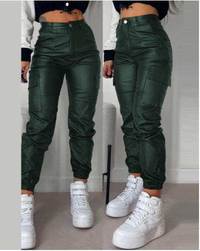 Cargo PU Casual Pants
