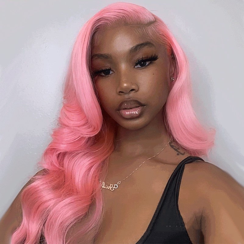 Hot Pink 4x4 Women Human Hair Wig