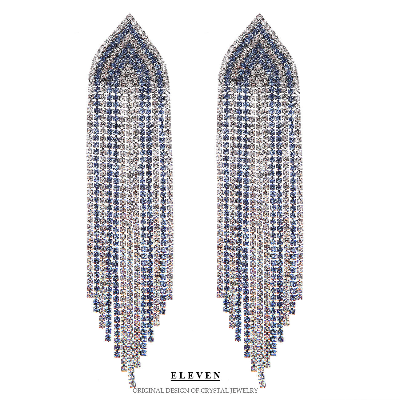 Geometric Two-tone Diamond-studded Tassel Earrings Exaggeration