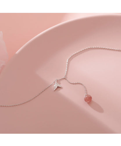New Sweet Elegance Fishtail Strawberry Quartz Necklace