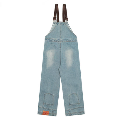 Retro Denim Wide Leg Straight Casual Jumpsuit
