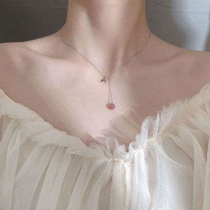 New Sweet Elegance Fishtail Strawberry Quartz Necklace