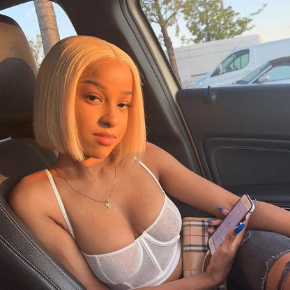 613 Blonde Bob Straight Human Hair Wig