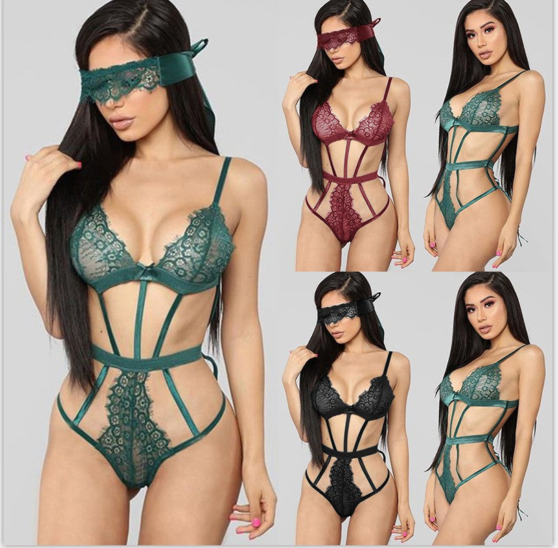 Two-Piece Sexy Lace Teddy & Eye Mask