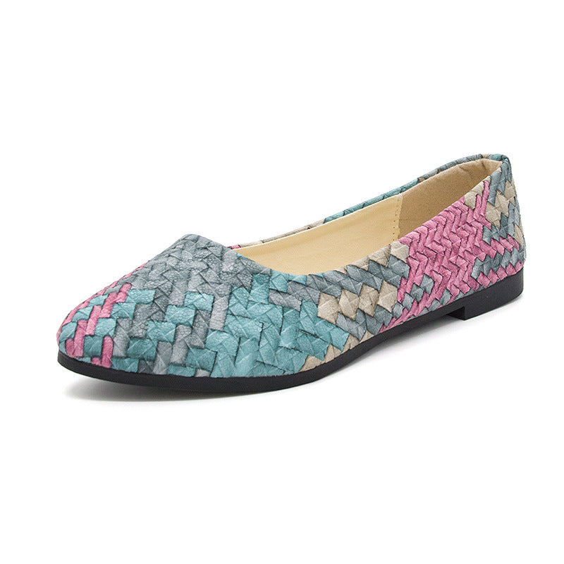 Multi Color Pointed Flat Pumps Slip-on