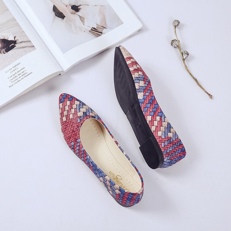 Multi Color Pointed Flat Pumps Slip-on