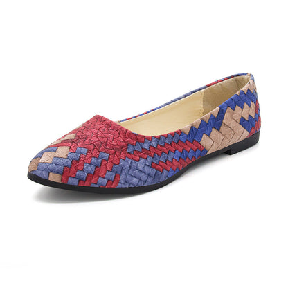 Multi Color Pointed Flat Pumps Slip-on
