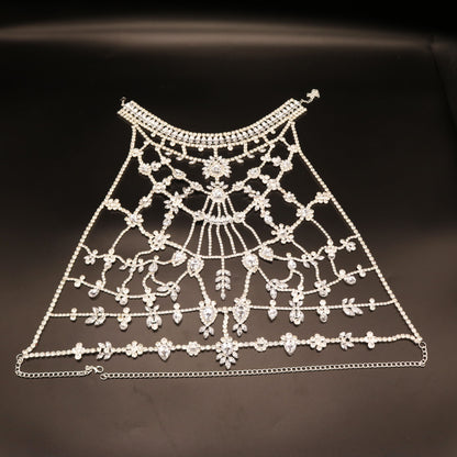 INS Fashion Sexy Luxury Rhinestone Flower Chest Chain Women