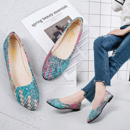 Multi Color Pointed Flat Pumps Slip-on