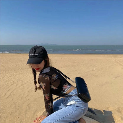 Angel Print Long Sleeve Croc Top