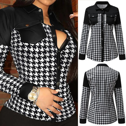 Vintage Print Casual Ladies Blouse
