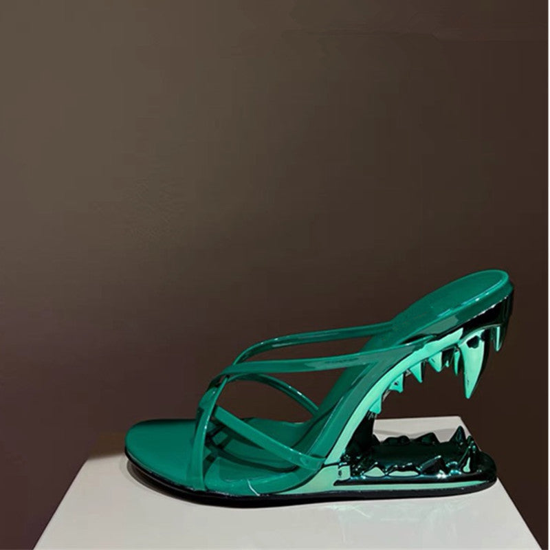 Metal High Heeled Fangs Sandals