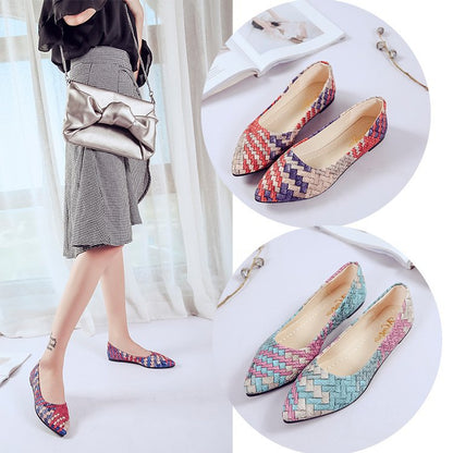 Multi Color Pointed Flat Pumps Slip-on