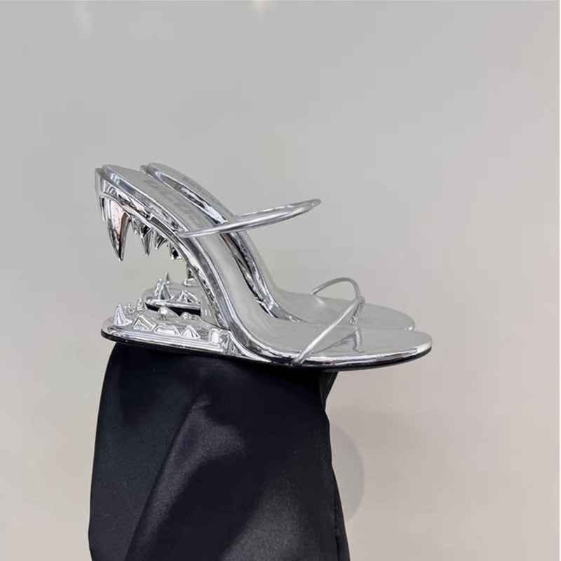 Metal High Heeled Fangs Sandals