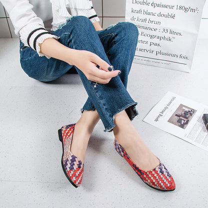 Multi Color Pointed Flat Pumps Slip-on